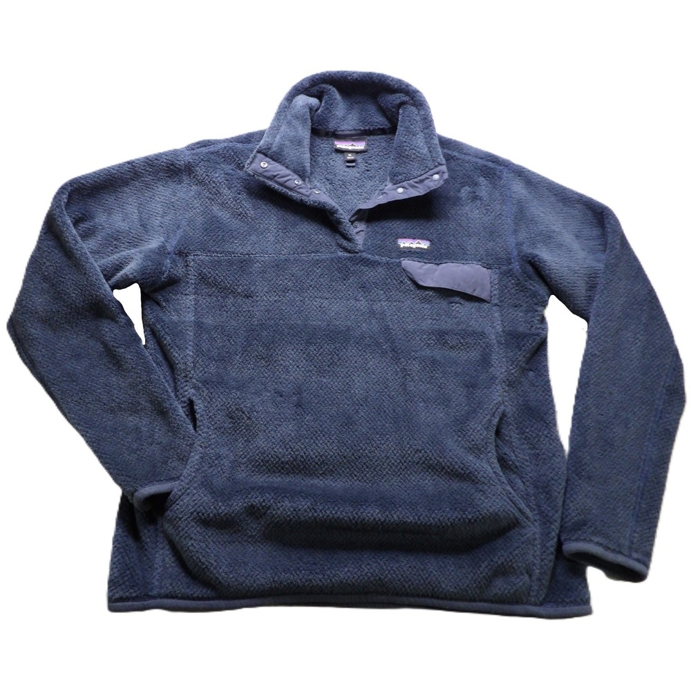 Patagonia Re-Tool Snap-T Women XL Blue Gray Polartec Thermal Pro Fleece Pullover